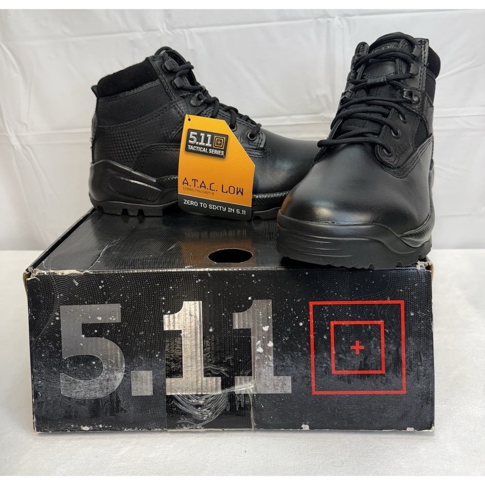 5.11 Tactical Mens ATAC 2.0 8in Side Zip Boots 10.5 R Black Leather Steel Toe